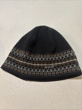 Swix Black Patterned Knit Beanie - Men's Winter Hat